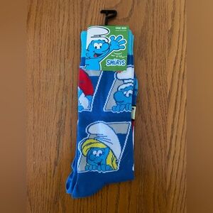 Blue Smurfs Graphic Adult size Socks Crew style
